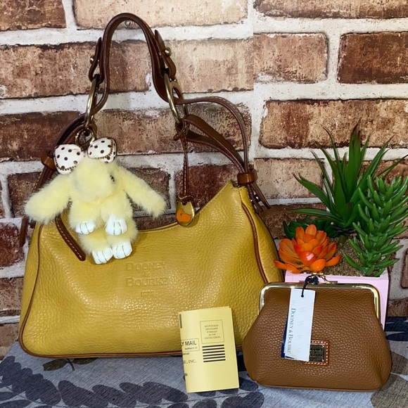 Dooney & Bourke Handbags - Dooney & Bourke Yellow Leather Shoulder Bag and Kick lock coin